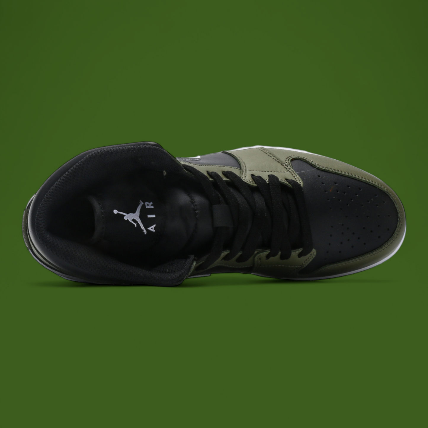 Jordan 1 Mid 'Black/Medium Olive/Sai