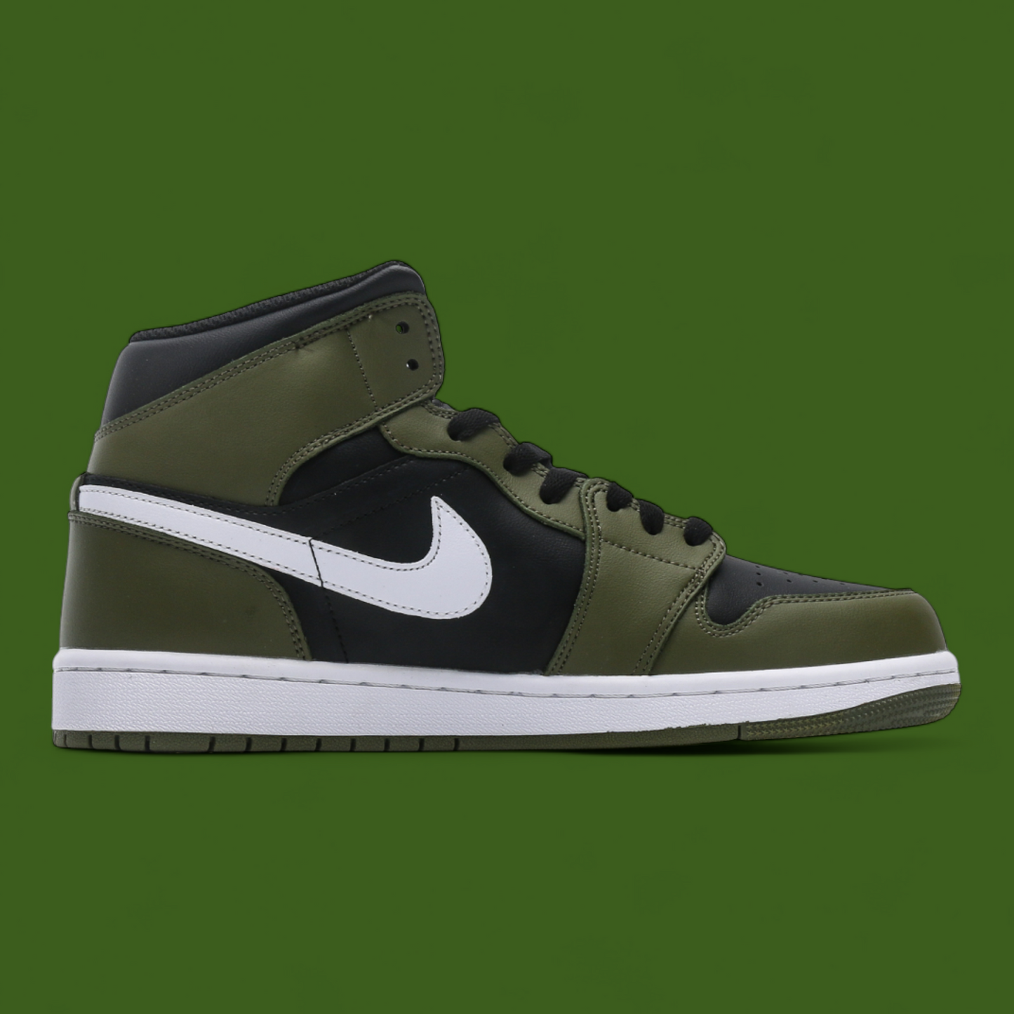 Jordan 1 Mid 'Black/Medium Olive/Sai