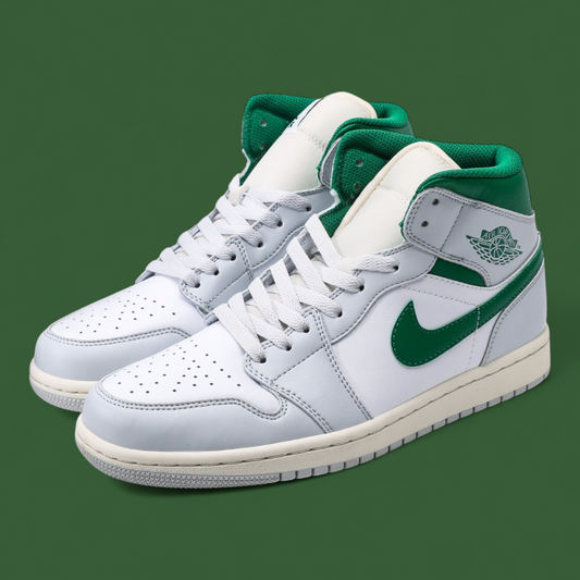 Air Jordan 1 Mid 'Summit White Lucky Green'